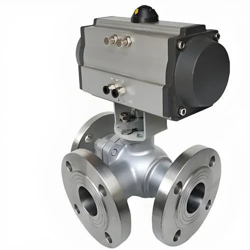 Pneumaatiliselt käivitatav 3-suunaline äärikuga kuulventiil